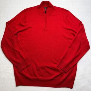 Jos A Bank Traveler Collection 100% Merino Wool ¼ Zip Sweater Mens Large Red